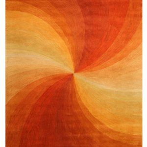 Orange Hand-Tufted Wool Contemporary Swirl Rug, 4' x 6'